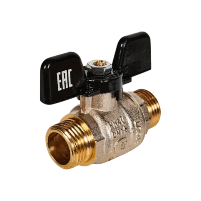 Кран шаровой полнопроходной STOUT - 1/2" (НР/НР, PN40, Tmax 150°C, ручка-бабочка черная)