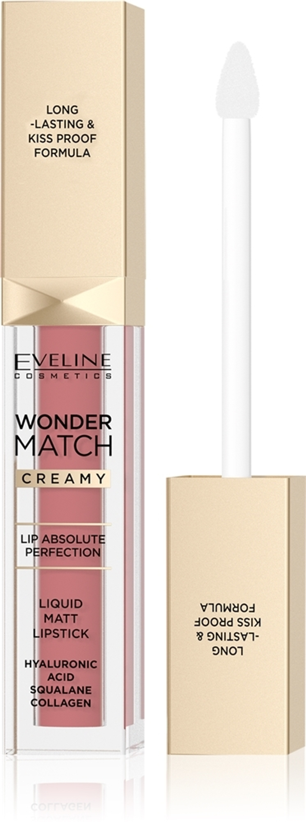 Eveline Cosmetics Wonder Match - Долговечная матовая жидкая помада с гиалуроновой кислотой, 6,8 ml