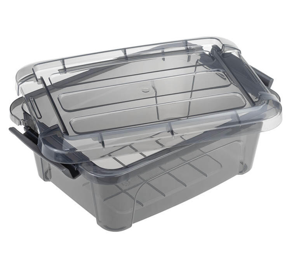 Ящик для хранения с замками КИП 1,2 л 195x145x80 чёрный прозрачный