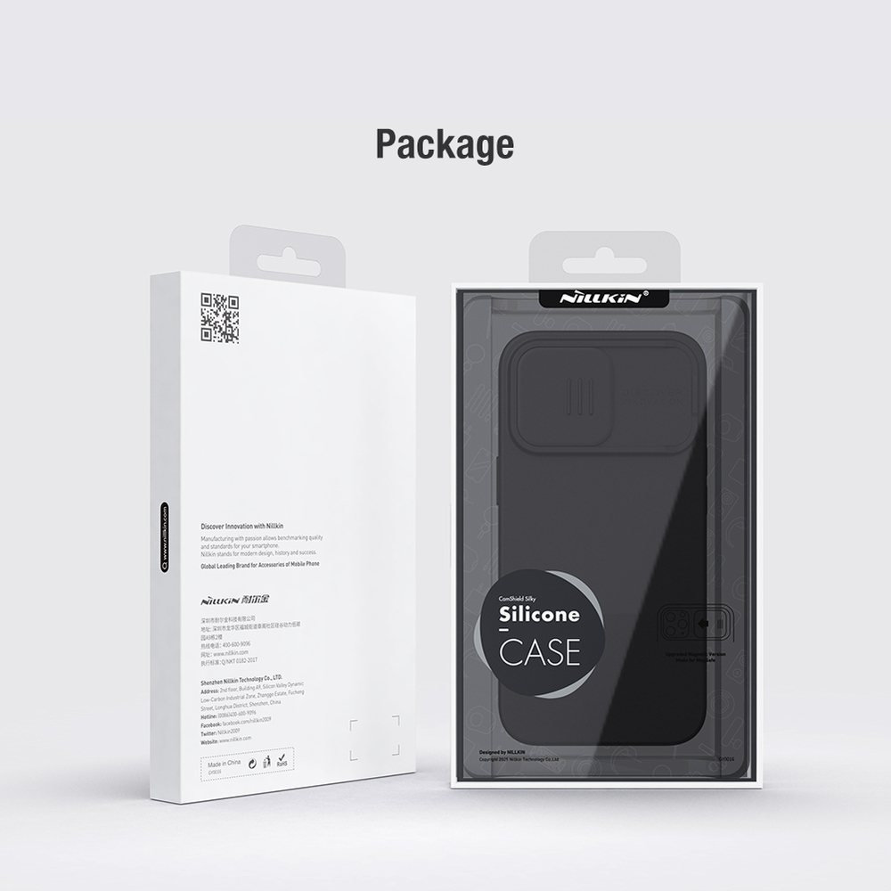 Чехол с мягким шелковистым покрытием от Nillkin для iPhone 13 Pro, серия CamShield Silky Silicone Case с защитной шторкой для камеры