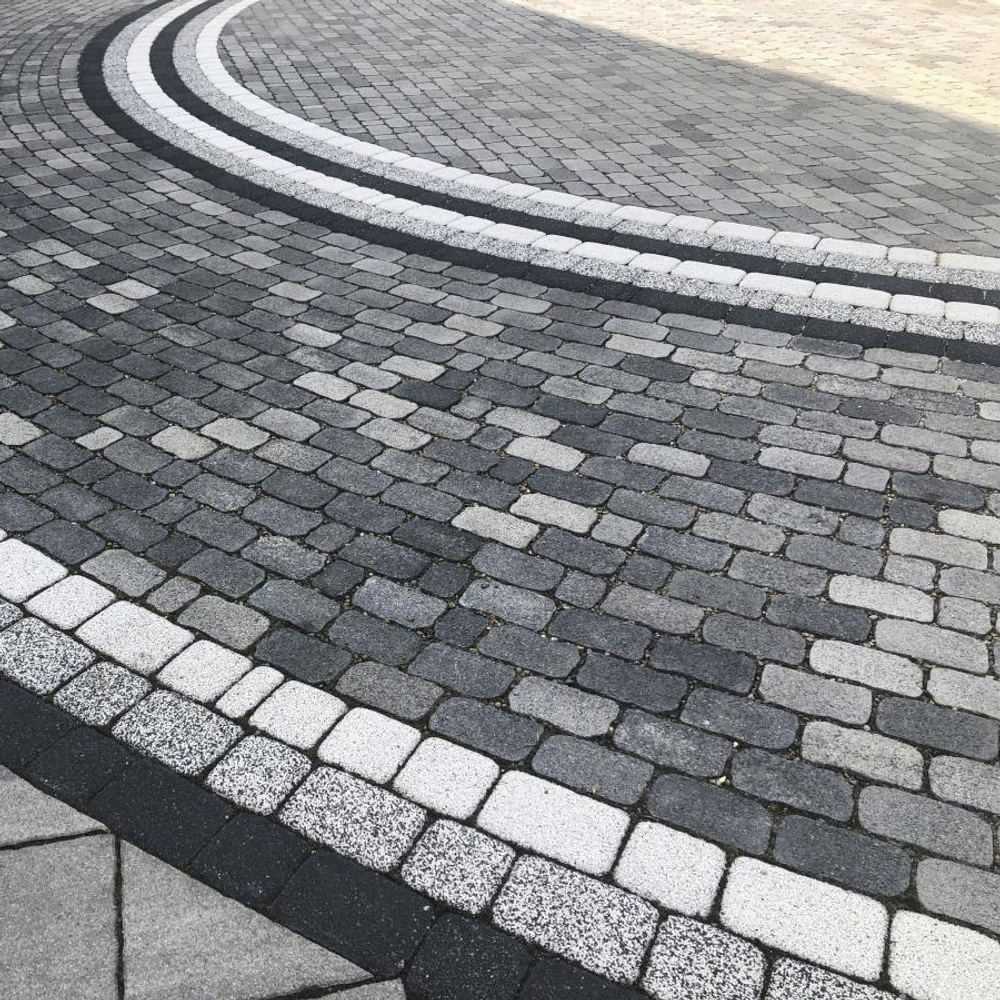 Тротуарная плитка Арена Листопад гранит Антрацит, комплект из 2 видов плит