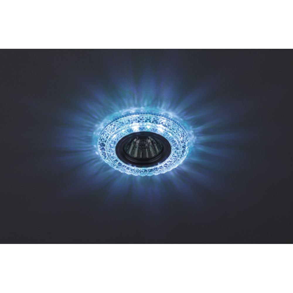 Светильник встраиваемый cо светодиодной подсветкой ЭРА DK LD3 SL/WH+BL под лампу MR16 GU5.3 прозрачный голубой | Встраиваемые LED светильники