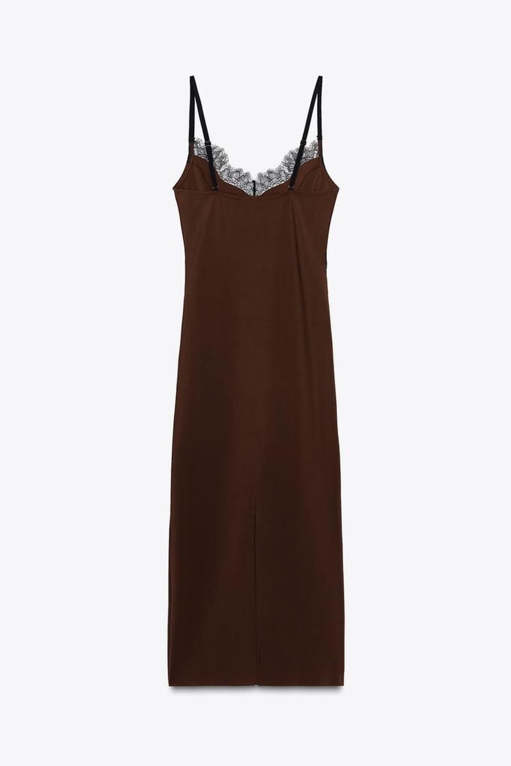 ZARA КОМБИНИРОВАННОЕ КРУЖЕВНОЕ ПЛАТЬЕ, КОРИЧНЕВЫЙ