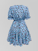 Платье Astudio 0340 короткое в цветок с резинкой на талии и пышной юбкой