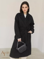 Пальто халат с запахом шерсть драповое демисезонное