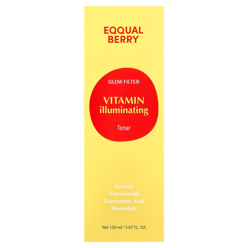 EQQUALBERRY, Glow Filter, тонер с витаминами для сияния кожи, 150 мл (5,07 жидк. унции)
