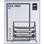 Лоток горизонтальный DELI на 3 отделения, металлический черный