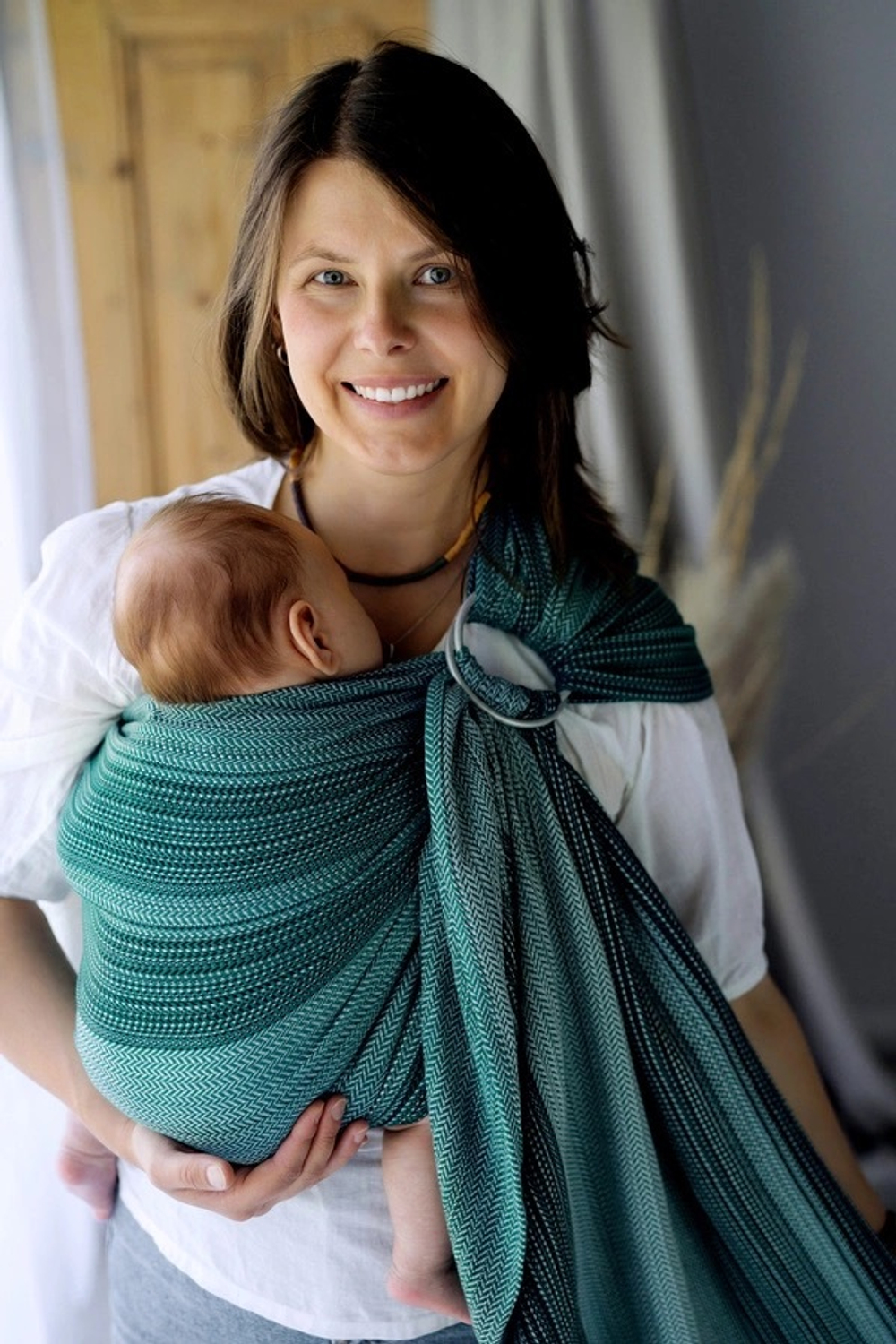 Слинг с кольцами «Херрингбон изумрудный»