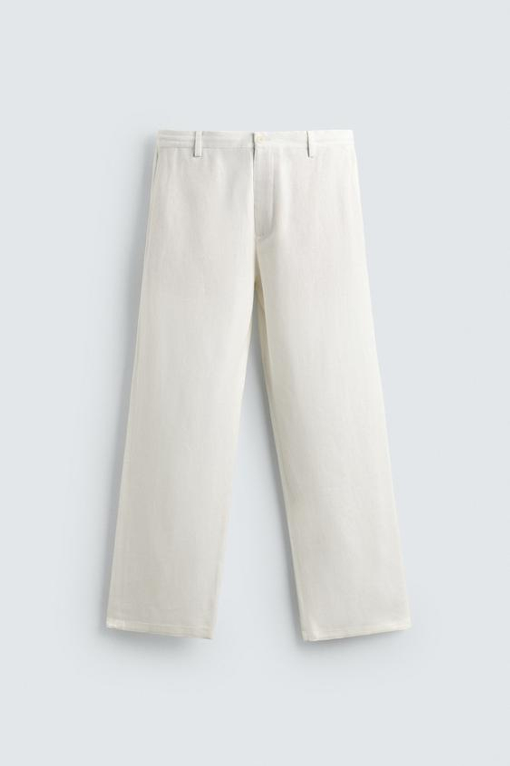 ZARA БРЮКИ RELAXED FIT ИЗ ВИСКОЗЫ И КОНОПЛИ, ЖЕЛТОВАТО-БЕЛЫЙ