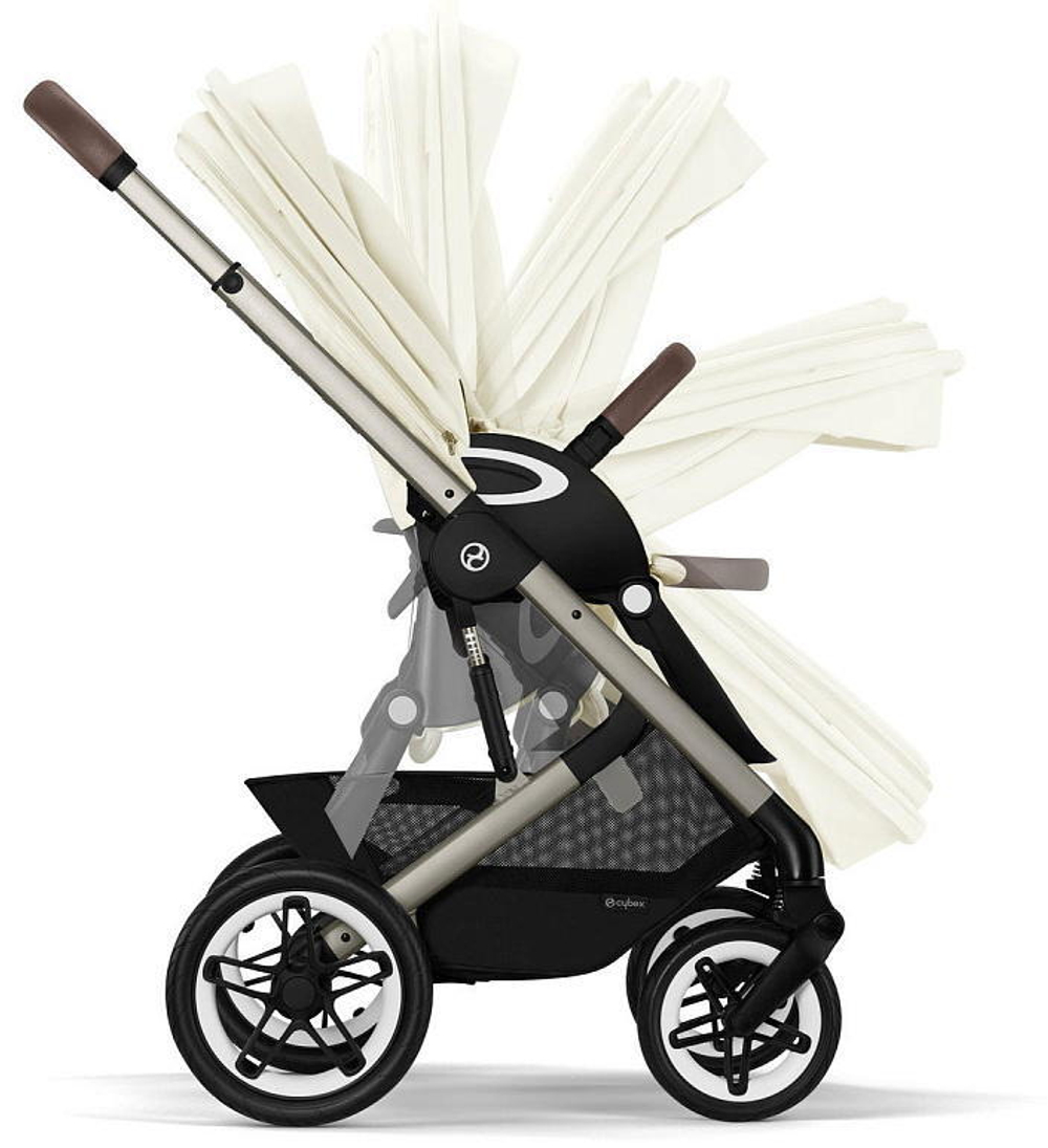 Коляска Cybex Talos S Lux TPE complete Aton B2 Bay Blue 3 в 1 Seashell Beige с дождевиками