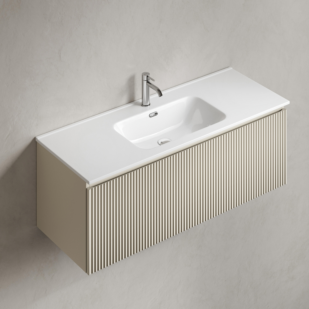 Тумба подвесная SANCOS Сноб Р 1.0 (Snob R 1.0) 1195х445х406, c одним ящиком оснащенным доводчиками, Бежевый матовый (Beige Soft), арт.SNR1.0120CE