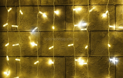 Светодиодный Занавес 2 x 1.5 м, тёплый белый без мерцания, 300 LED, прозрачный провод ПВХ, IP65, 220 В, ALEDUS