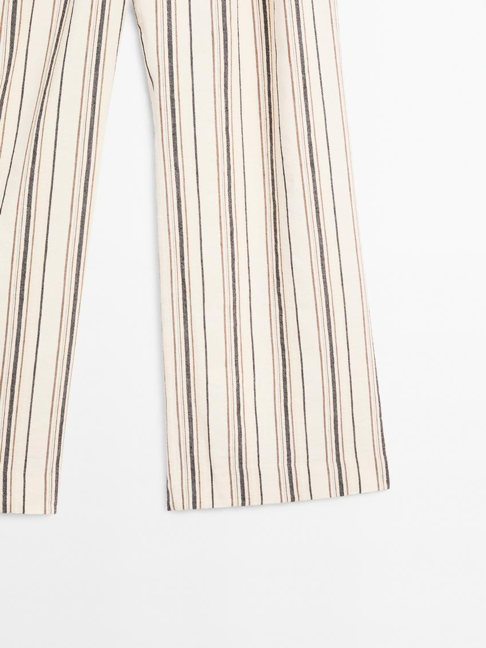 Massimo Dutti Брюки-клеш в полоску, натуральный