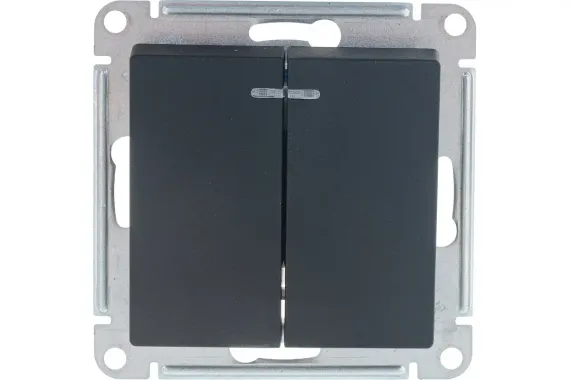 Выключатель Systeme Electric ATLASDESIGN 2 клавиши с индикатором карбон 36372