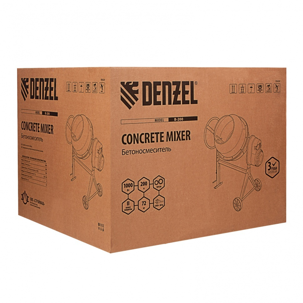 Бетоносмеситель B-200, 1000 Вт, 200 л Denzel