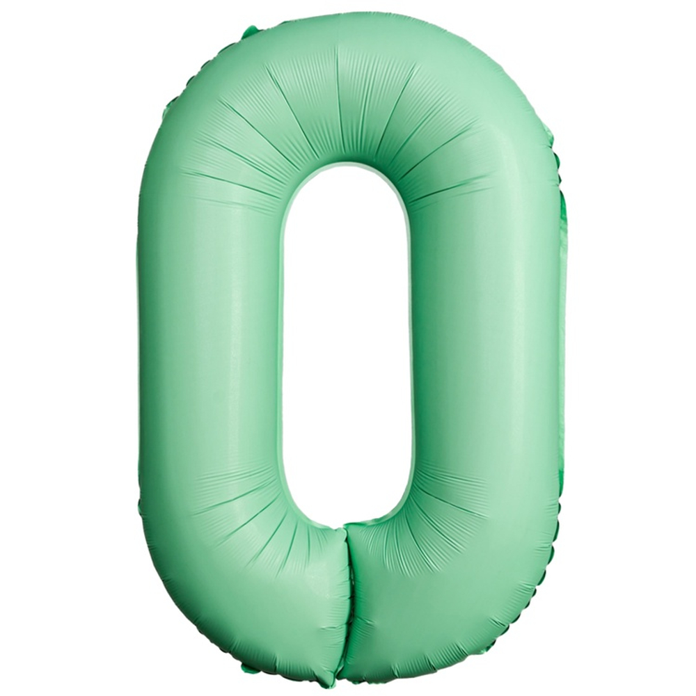 Шар фольгированный Цифра 0 101 см (Мятный)
