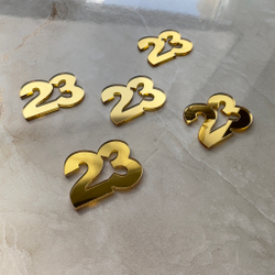 Топпер Мини надпись "23" №2 (4см) 5шт акрил ЗОЛОТО