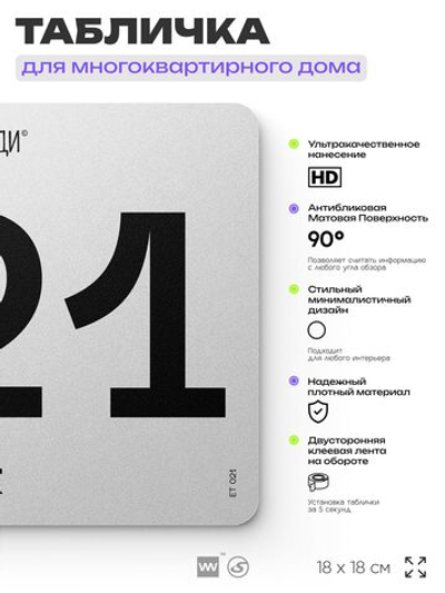 Табличка с номером этажа 21, для многоквартирного жилого дома, серия СОСЕДИ, 18х18 см, пластиковая, Айдентика Технолоджи