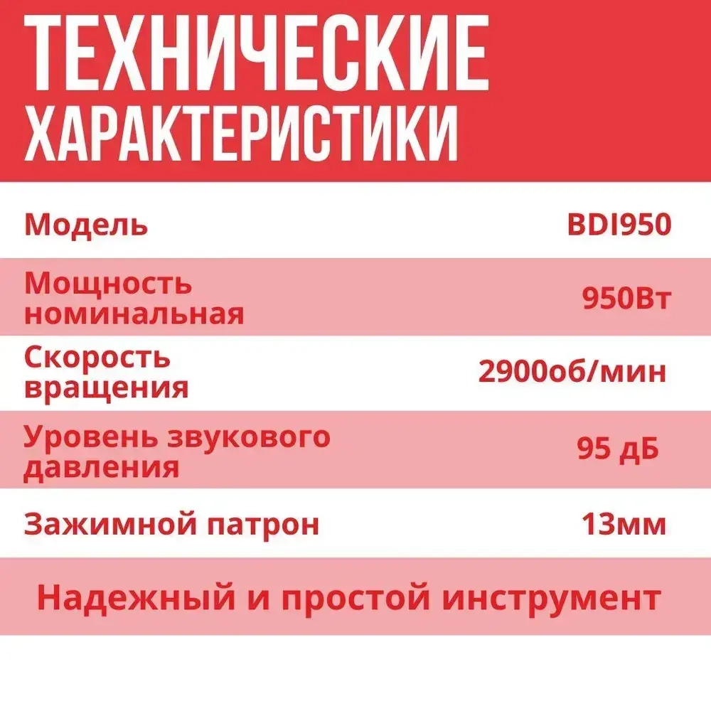Дрель ударная электрическая от сети Brait BDI950