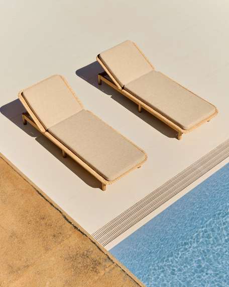 Шезлонг Galea из тикового дерева и синтетического ротанга