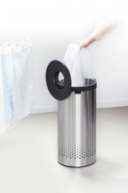 Корзина для белья 35л Brabantia с пластиковой крышкой матовая сталь Бельгия фид
