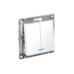 Выключатель 2-кл. СП AtlasDesign 10А IP20 (сх. 5а) 10AX с подсветкой механизм бел. SE ATN000153