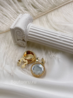 Накладка на пуговицу золотистая камень стразы (клипсы)