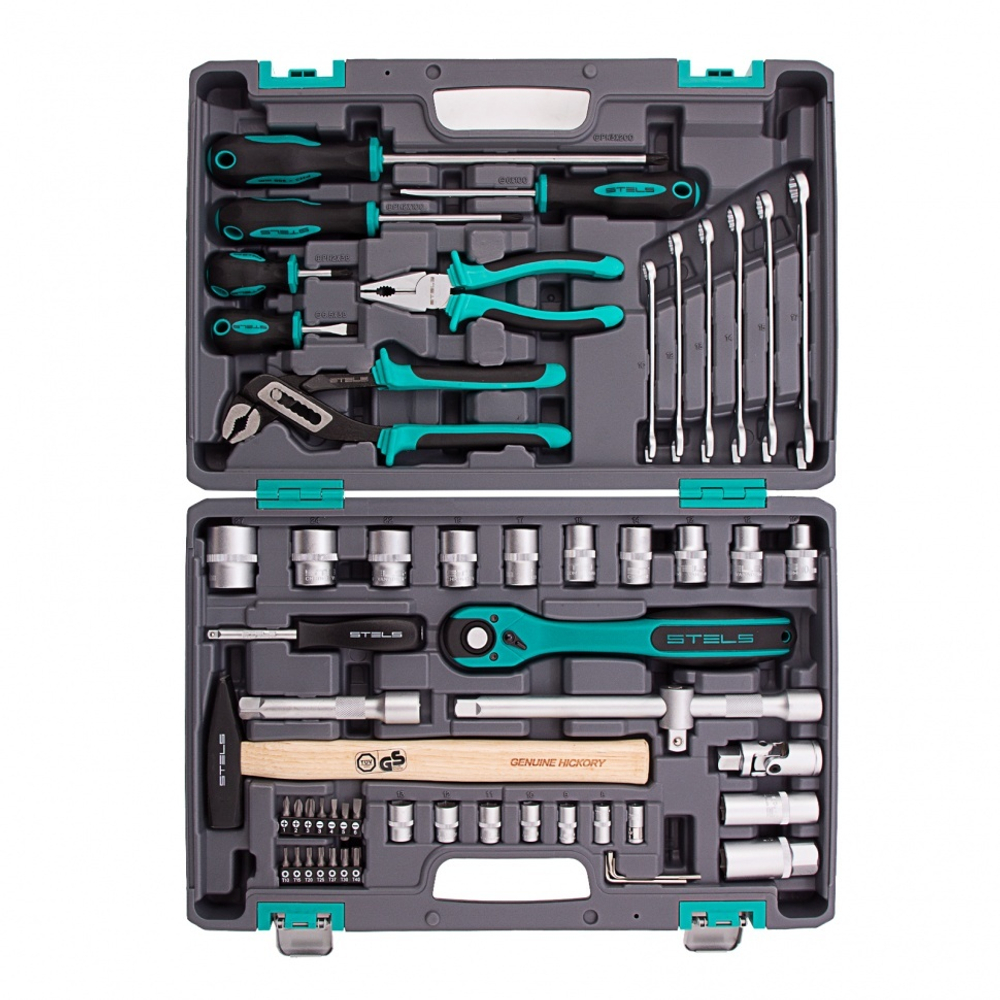 Набор инструментов, 1/2", Cr-V, S2, усиленный кейс, 58 предметов Stels