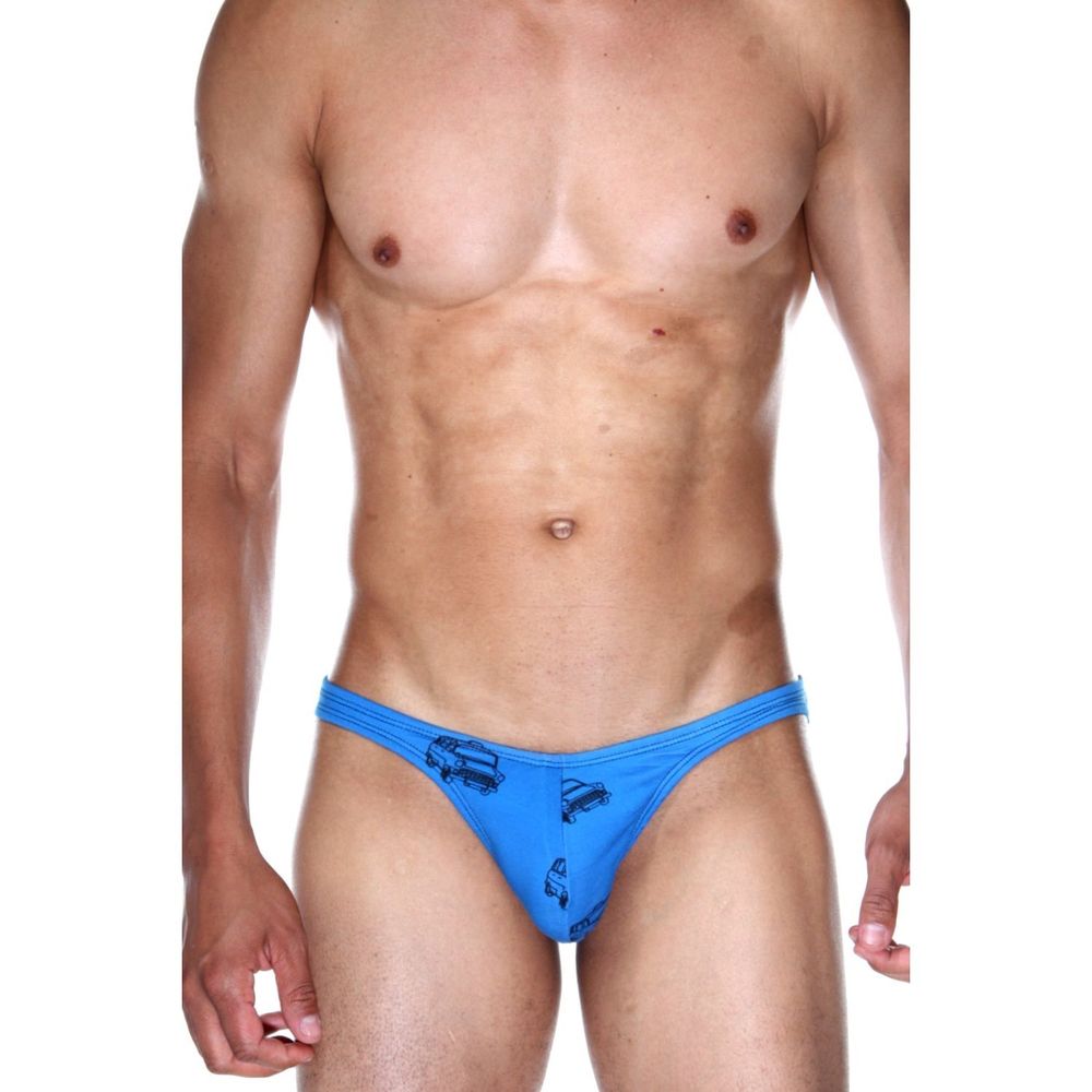 Мужские трусы слипы голубые с принтом DARKZONE DZN6492