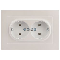 Розетка Intro Accent 6-205-06 двойная с заземлением 2X2P+E Schuko 16А-250В IP20 СУ AL/CU перламутр | Intro