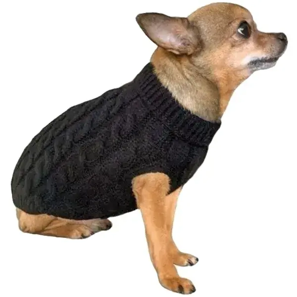 Кофта - свитер для мелких пород собак и кошек «BRO Style», косички, цвет черный, р XL