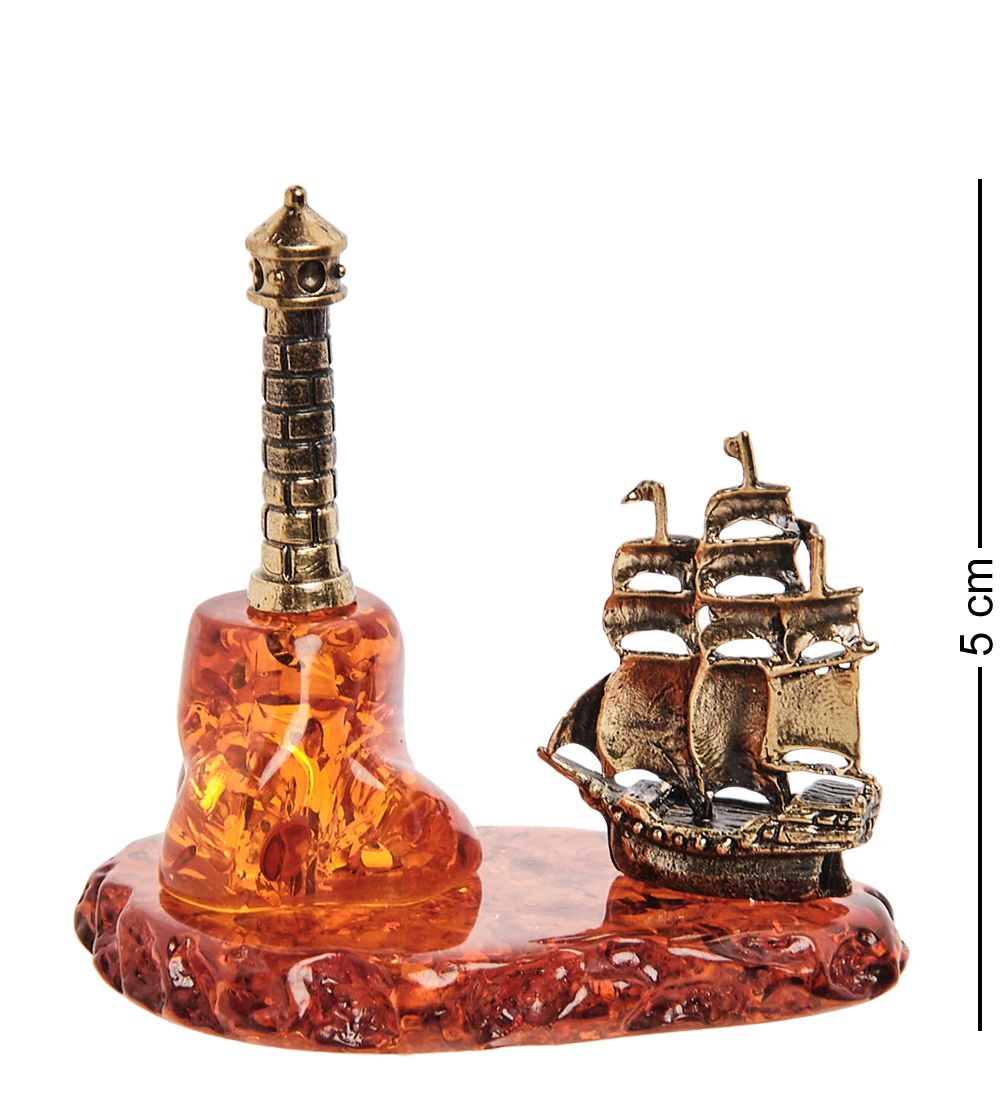 AM- 439 Фигурка «Маяк» (латунь, янтарь)