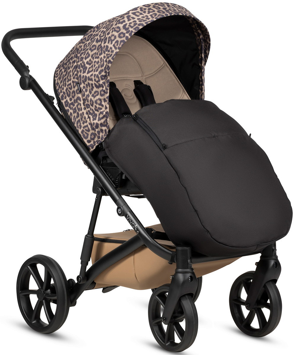 Детская коляска Tutis Viva 6 Plus Wild Elegance 4 в 1 с автокреслом Elo Lux EduSky Black и базой Savannah Brown