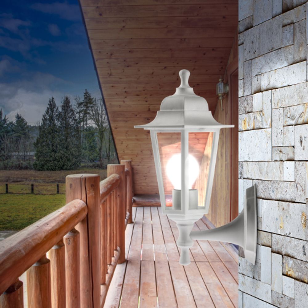 Садово-парковый светильник ЭРА НБУ 06-60-001 белый 6 гранный настенный IP44 Е27 max60Вт | Садово-парковые светильники