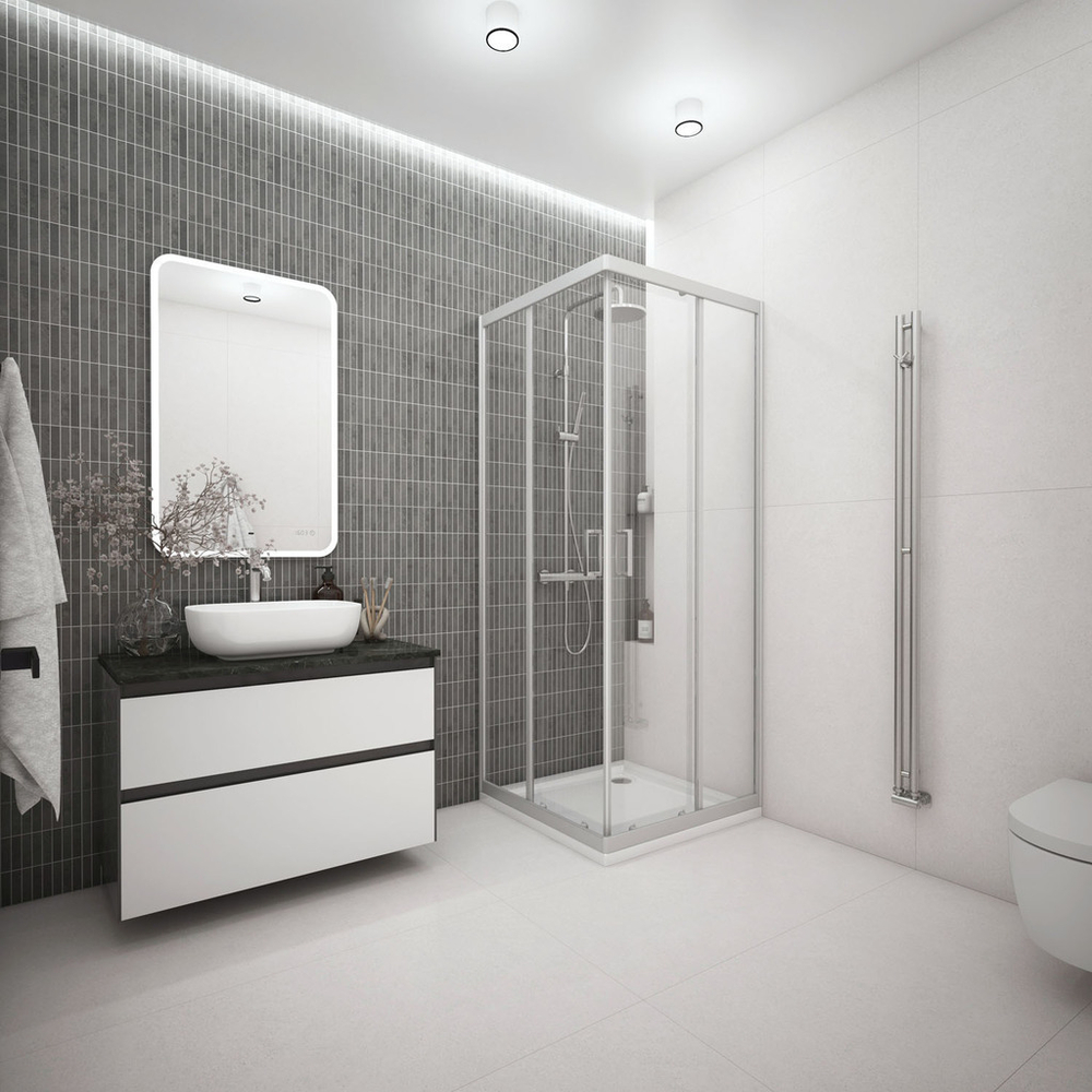 Душ.ограждение City Trend Grey 900*900*1850 квадрат (стекло 4мм прозр, серый ал. проф, без поддона)