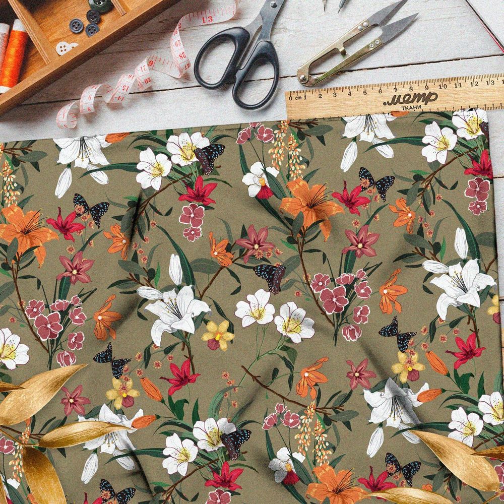 Ткань оксфорд 600 орнамент цветов