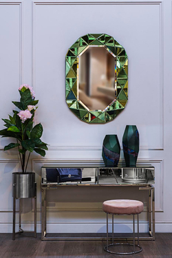 Зеркало декоративное 101х71см Garda Decor в зеленой зеркальной раме