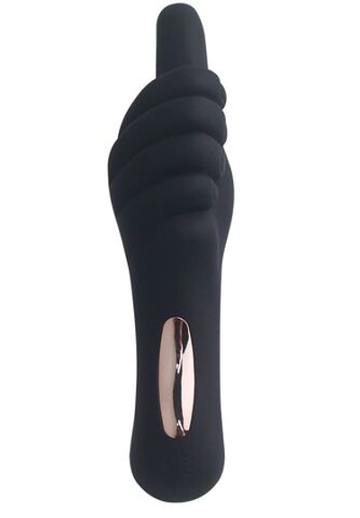 Чёрный вибромассажёр Thumb-up Teaser в форме руки - 16 см. (Цвет: черный)