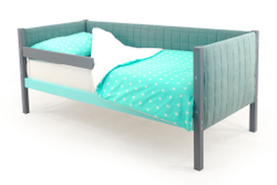 Детская кровать-тахта мягкая с бортиком Бельмарко Svogen графит-мятный