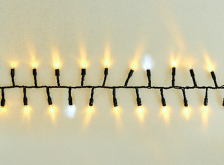 Светодиодная нить Мишура 10 м., 300 LED, 220 В, тёплая белая, мерцание, чёрная резина 2,3мм., TeamProf (TPF-10CF/300-220V-SRB-WW)