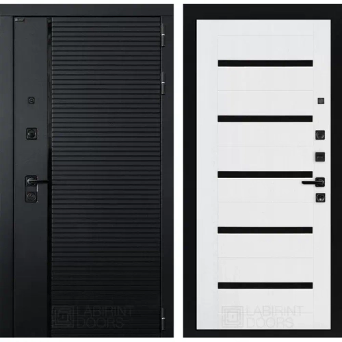 Входная дверь Чёрный кварц / Белое дерево - 1141