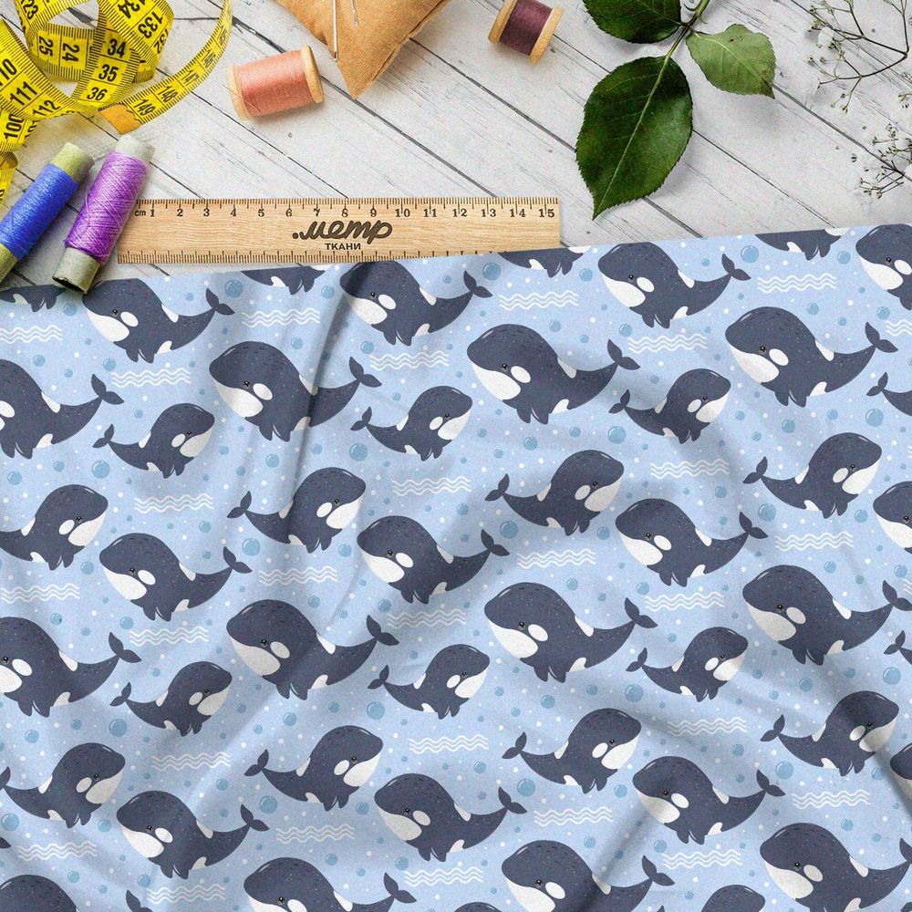Ткань премиум сатин милые касатки