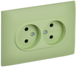 SKANDY Розетка 2-местная без заземления с защитными шторками 10А в сборе SK-R09G мятный IEK