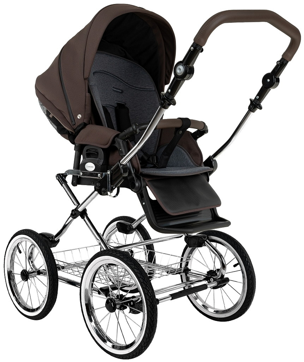 Детская коляска Roan Bass Next Classic d14 2.0 3 в 1 с автокреслом Pituso Baesa Pro Black,Beige Canopy BSNC/93/2 Turkish Coffe/Black/руч.Cappuccino