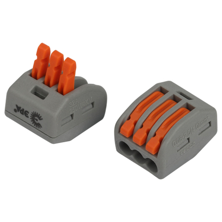 Клемма ЭРА NO-225-421 универсальная 222-413 с рычагами 3-проводная 0.08-2.5/4 мм2 упаковка 4 шт