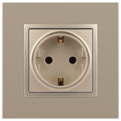 14-2102-04 ЭРА Розетка 2P+E Schuko со шторками, 16A-250В, IP20, Эра Elegance, шампань