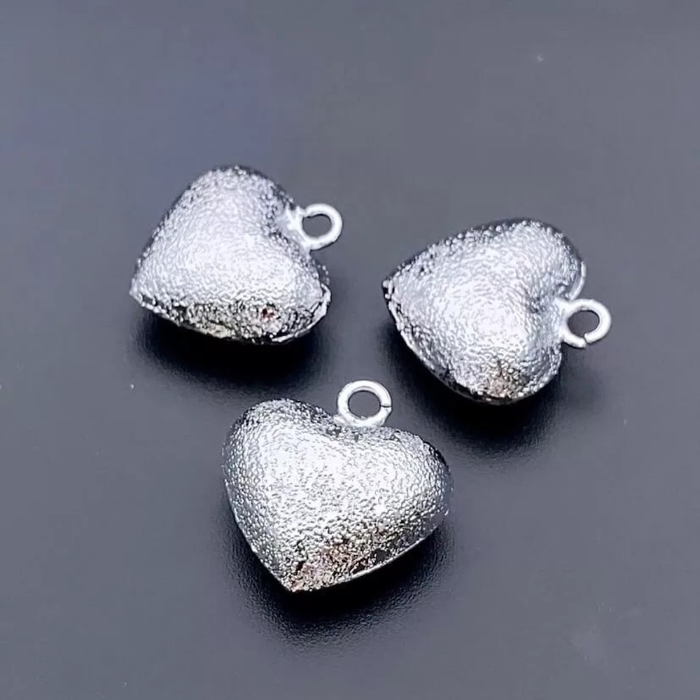 1526-р Подвеска "Сердце" текстурное 14*11мм, родий