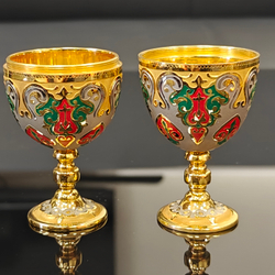 Сувенир Яйцо-рюмки "Узорное" с эмалью (златоустоуская гравюра)