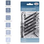 Уголь натуральный  для рисования Гамма Студия, виноградный, мягкий, квадратный, 6шт упак