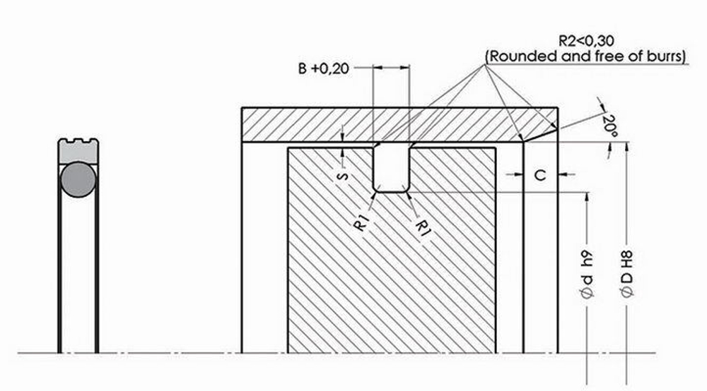 A307-020 Поршневое уплотнение вращения 20-15,1-2,2